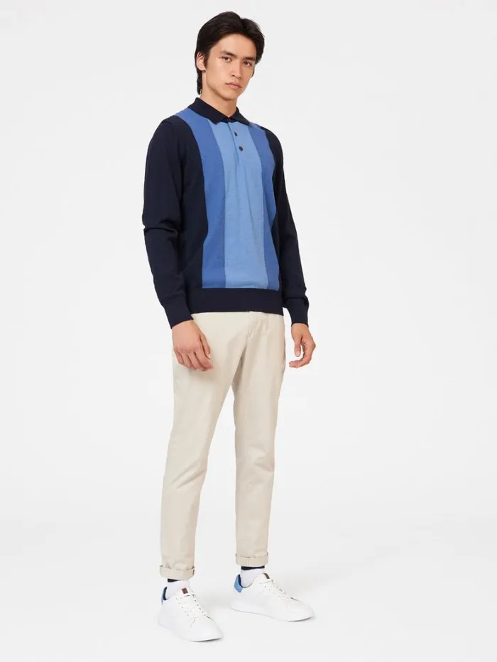 Ben Sherman Mod Knit Polos Men Block Stripe Merino Knit Polo 8211 Dark Navy Ben Sherman Mod Knit Polos Men Block Stripe Merino Knit Polo 8211 Dark Navy