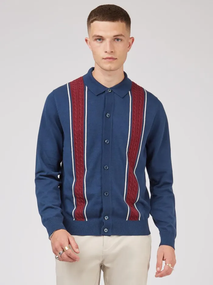 Ben Sherman Mod Knit Polos Men ButtonThrough Contrast Stripe LongSleeve Knit Polo Ben Sherman Mod Knit Polos Men ButtonThrough Contrast Stripe LongSleeve Knit Polo
