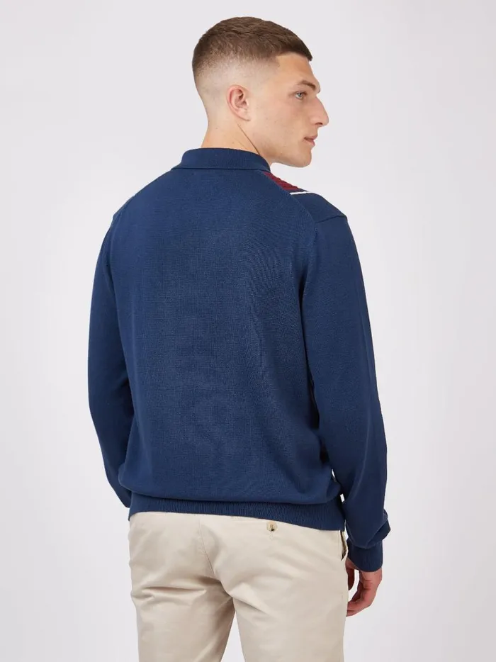 Ben Sherman Mod Knit Polos Men ButtonThrough Contrast Stripe LongSleeve Knit Polo Ben Sherman Mod Knit Polos Men ButtonThrough Contrast Stripe LongSleeve Knit Polo