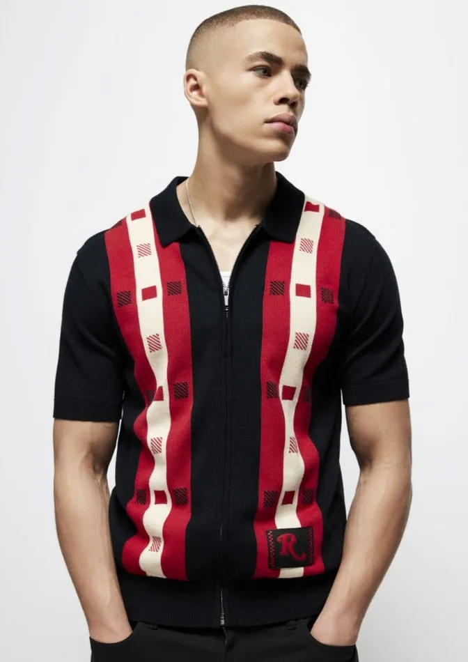 Ben Sherman Mod Knit Polos Men Rolling Stone Knit Zip Polo 8211 Black