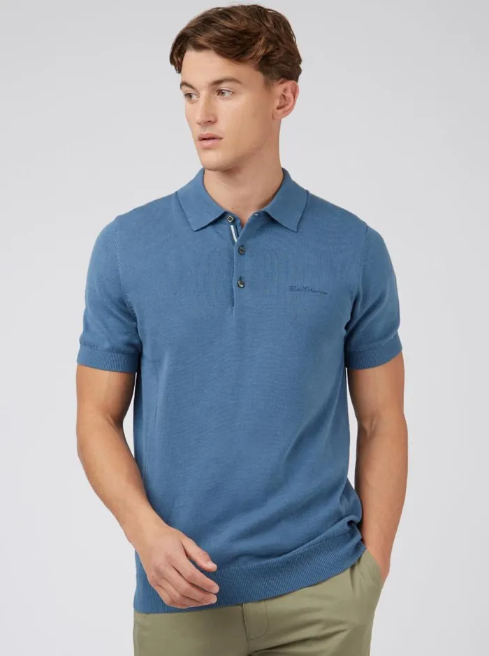 Ben Sherman Mod Knit Polos Men Signature Knit Polo 8211 Blue Shadow