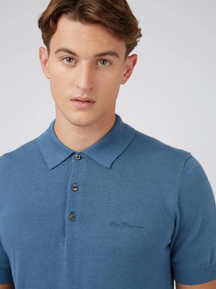 Ben Sherman Mod Knit Polos Men Signature Knit Polo 8211 Blue Shadow