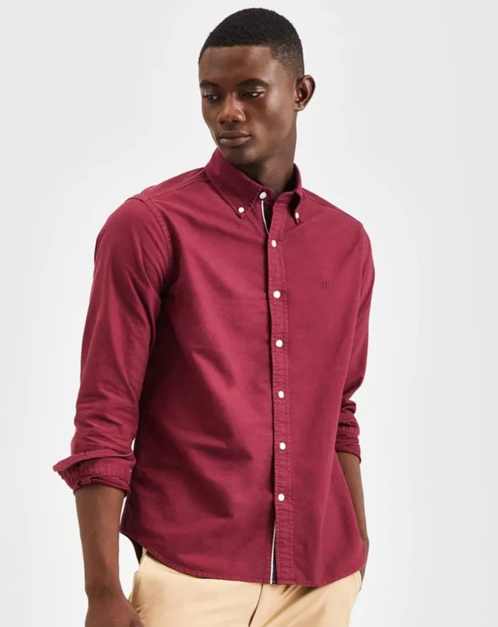 Ben Sherman Oxford Shirts Men Beatnik Oxford Garment Dye Shirt 8211 Burgundy