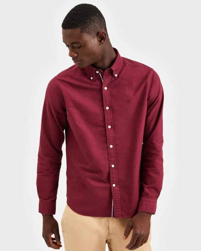 Ben Sherman Oxford Shirts Men Beatnik Oxford Garment Dye Shirt 8211 Burgundy