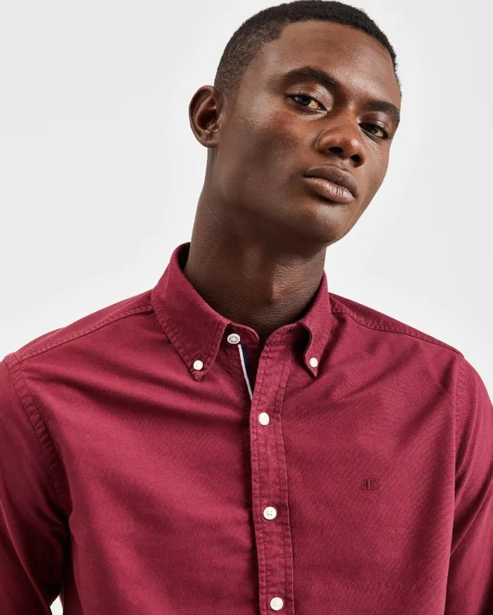 Ben Sherman Oxford Shirts Men Beatnik Oxford Garment Dye Shirt 8211 Burgundy