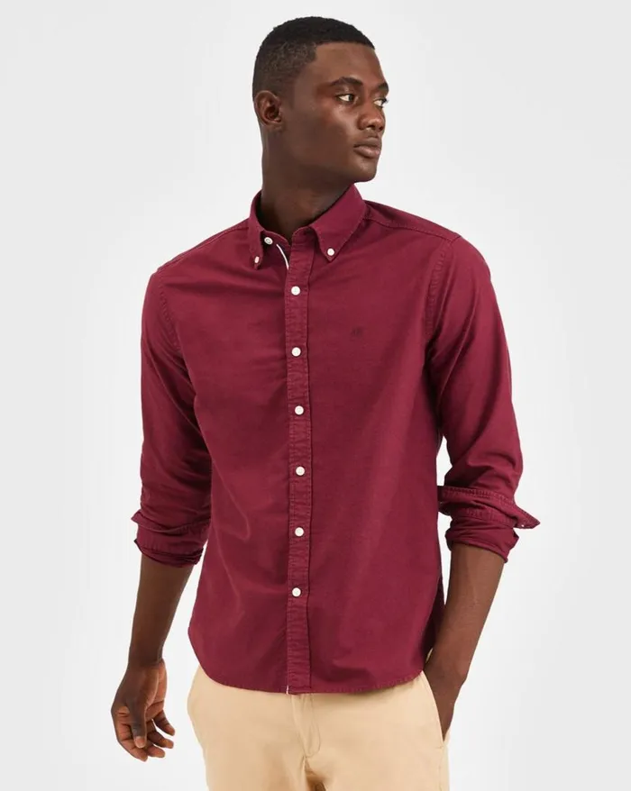 Ben Sherman Oxford Shirts Men Beatnik Oxford Garment Dye Shirt 8211 Burgundy