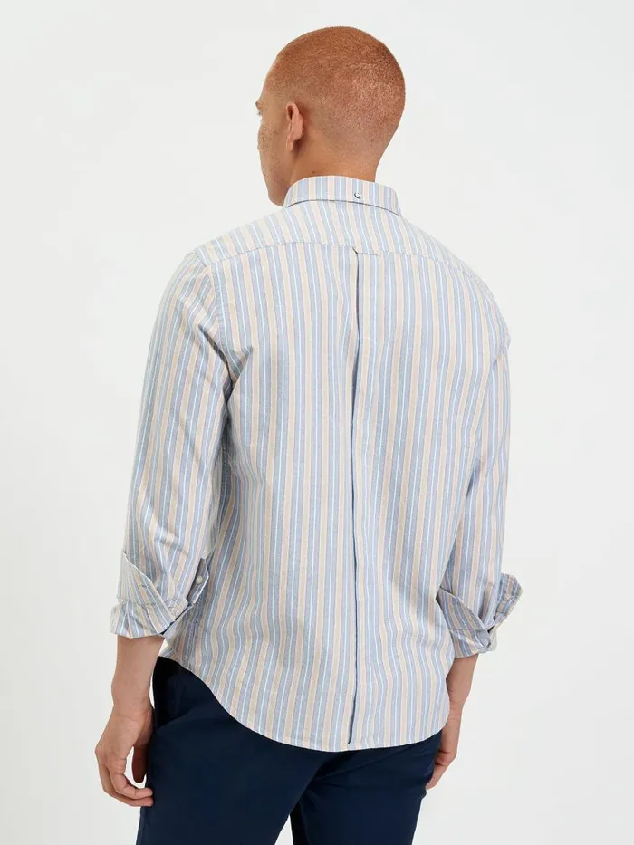 Ben Sherman Oxford Shirts Men Brighton Oxford Organic Stripe Shirt 8211 Collegiate Blue Multi Stripe