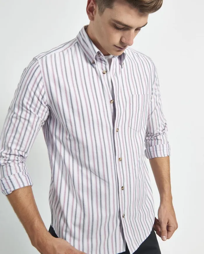 Ben Sherman Oxford Shirts Men Oxford Stripe LongSleeve Shirt 8211 Grape Ben Sherman Oxford Shirts Men Oxford Stripe LongSleeve Shirt 8211 Grape