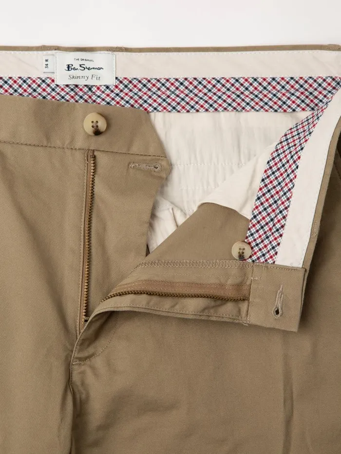 Ben Sherman Pants and Chinos Men Signature Skinny Stretch Chino Pant 8211 Stone