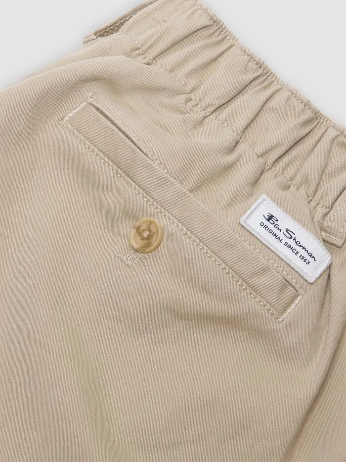 Ben Sherman Pants and Chinos Men Slim Tapered Drawcord Chino Pant 8211 Khaki