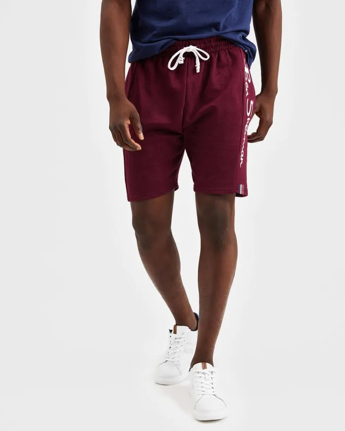Ben Sherman Shorts Men Casual Knit Logo Shorts 8211 Burgundy