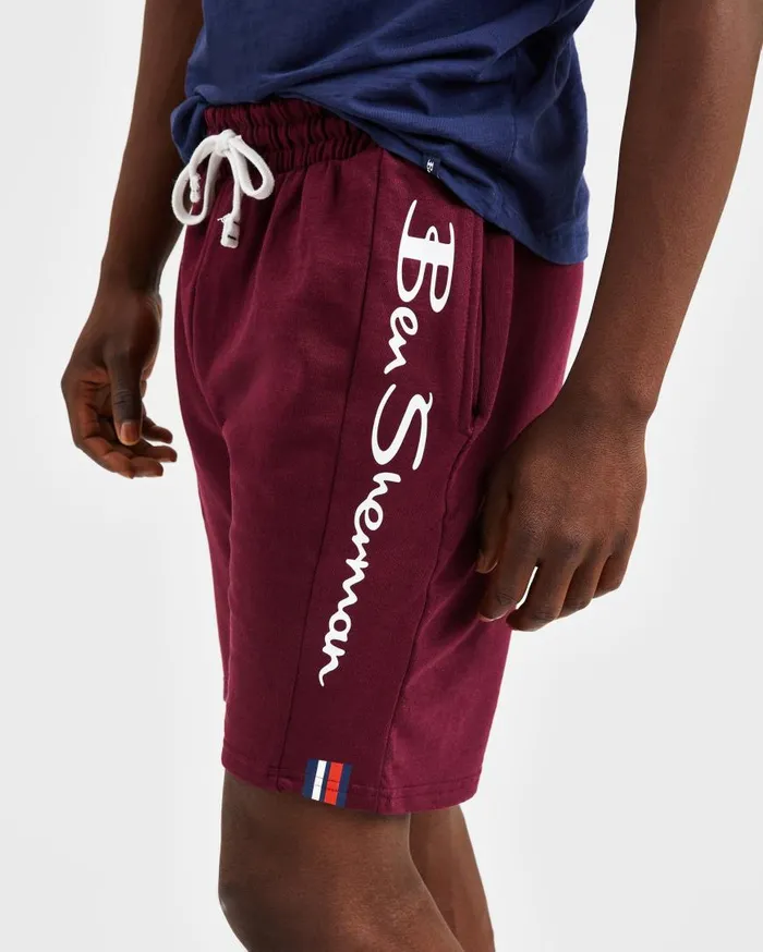 Ben Sherman Shorts Men Casual Knit Logo Shorts 8211 Burgundy