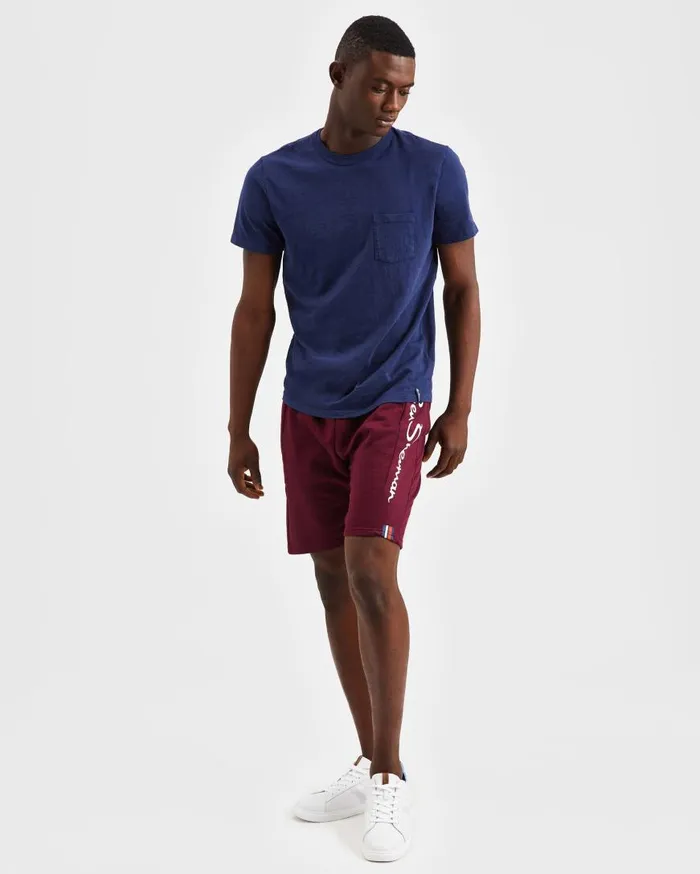 Ben Sherman Shorts Men Casual Knit Logo Shorts 8211 Burgundy