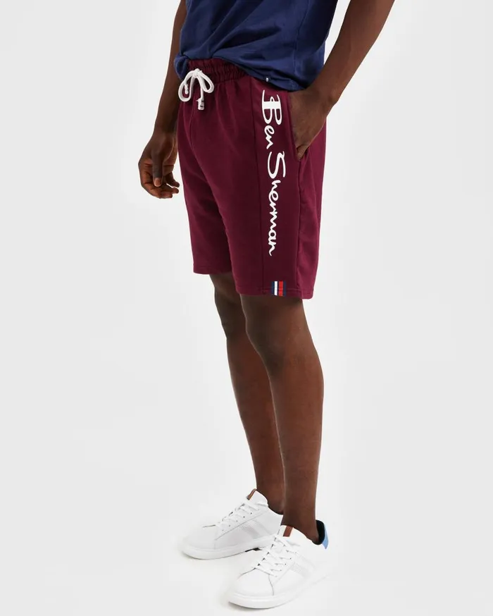 Ben Sherman Shorts Men Casual Knit Logo Shorts 8211 Burgundy
