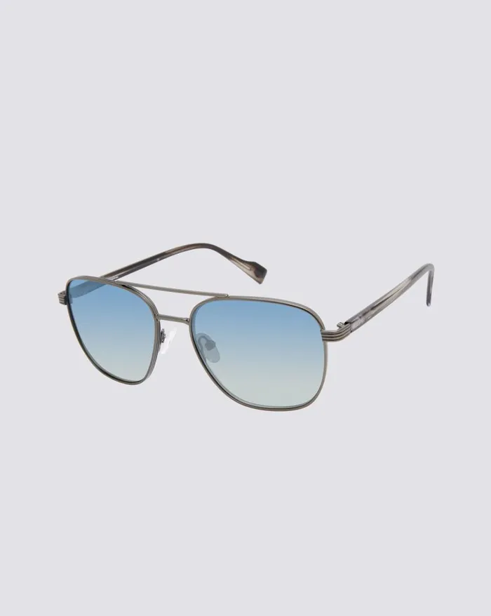 Ben Sherman Sunglasses Men Walbrook Polarized Aviator Square Eco Sunglasses 8211 GunmetalBlue