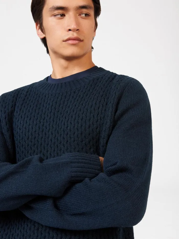 Ben Sherman Sweaters and Knits Men Aran Textured Knit Crewneck Sweater