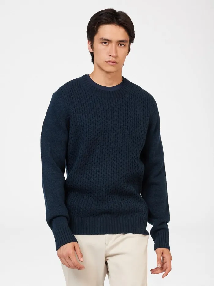 Ben Sherman Sweaters and Knits Men Aran Textured Knit Crewneck Sweater