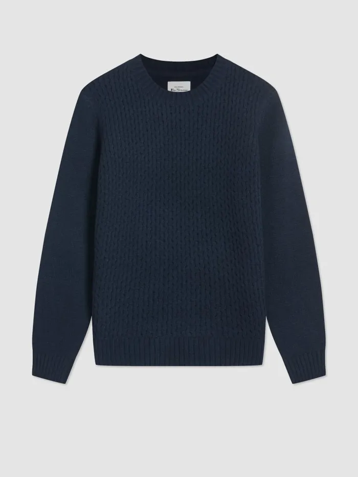 Ben Sherman Sweaters and Knits Men Aran Textured Knit Crewneck Sweater