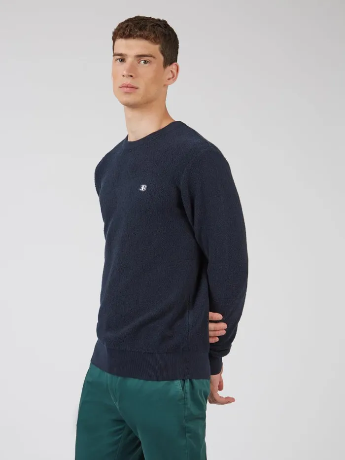 Ben Sherman Sweaters and Knits Men B By Towelling Crewneck Sweater 8211 Navy