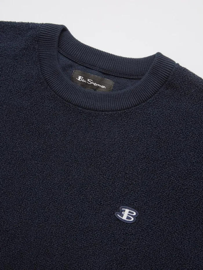 Ben Sherman Sweaters and Knits Men B By Towelling Crewneck Sweater 8211 Navy