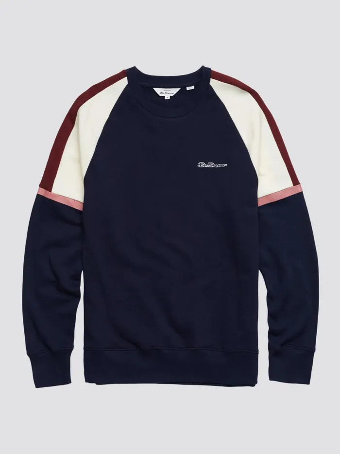 Ben Sherman Sweatshirts and Hoodies Men Color Block Crewneck Sweatshirt 8211 Marine