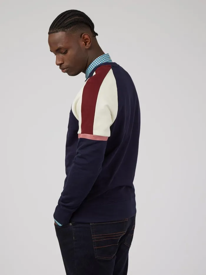 Ben Sherman Sweatshirts and Hoodies Men Color Block Crewneck Sweatshirt 8211 Marine