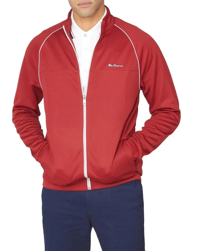 Ben Sherman Sweatshirts and Hoodies Men Tricot ZipThrough Track Jacket 8211 Red