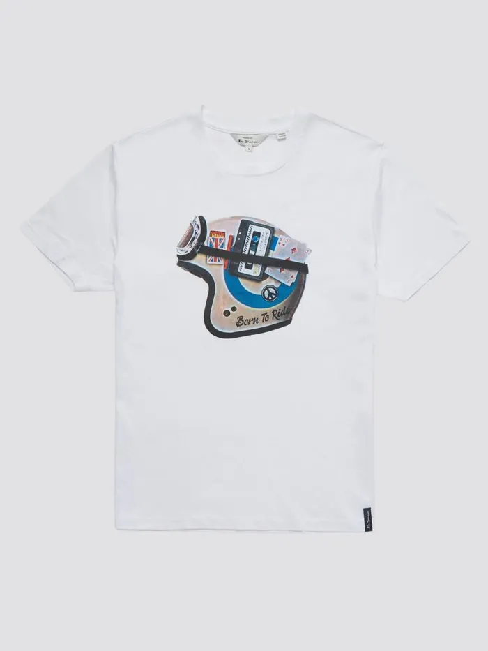 Ben Sherman TShirts and Graphic Tees Men Organic Jersey Heritage Helmet Graphic Tee 8211 White Ben Sherman TShirts and Graphic Tees Men Organic Jersey Heritage Helmet Graphic Tee 8211 White
