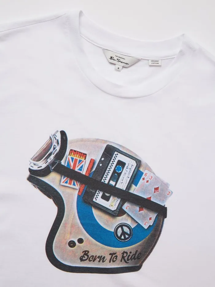 Ben Sherman TShirts and Graphic Tees Men Organic Jersey Heritage Helmet Graphic Tee 8211 White Ben Sherman TShirts and Graphic Tees Men Organic Jersey Heritage Helmet Graphic Tee 8211 White