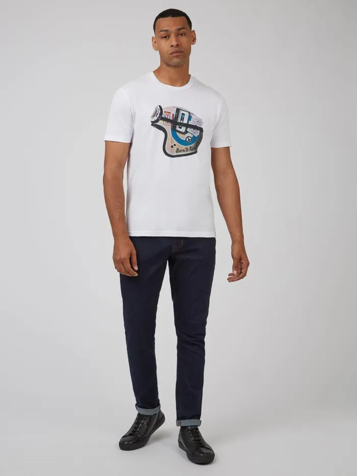 Ben Sherman TShirts and Graphic Tees Men Organic Jersey Heritage Helmet Graphic Tee 8211 White Ben Sherman TShirts and Graphic Tees Men Organic Jersey Heritage Helmet Graphic Tee 8211 White