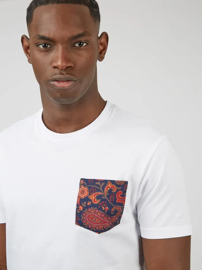 Ben Sherman TShirts and Graphic Tees Men Organic Jersey Paisley Pocket Graphic Tee 8211 White Ben Sherman TShirts and Graphic Tees Men Organic Jersey Paisley Pocket Graphic Tee 8211 White