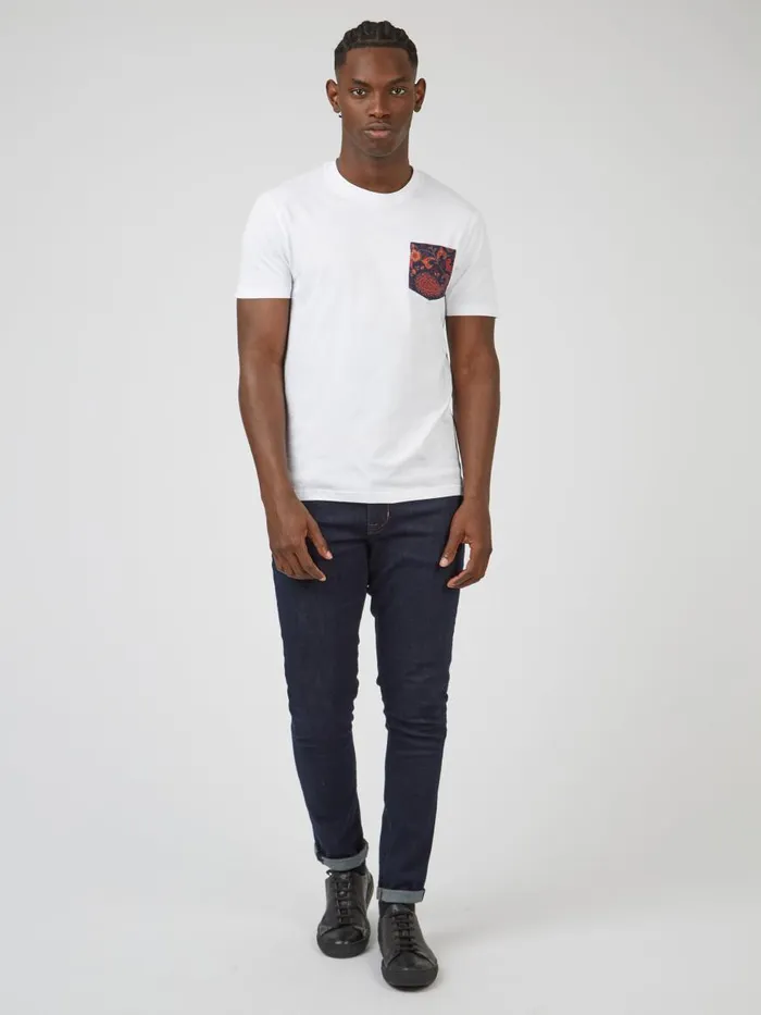 Ben Sherman TShirts and Graphic Tees Men Organic Jersey Paisley Pocket Graphic Tee 8211 White