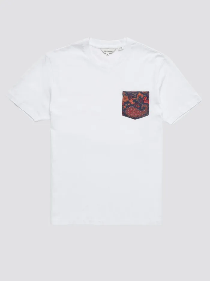 Ben Sherman TShirts and Graphic Tees Men Organic Jersey Paisley Pocket Graphic Tee 8211 White