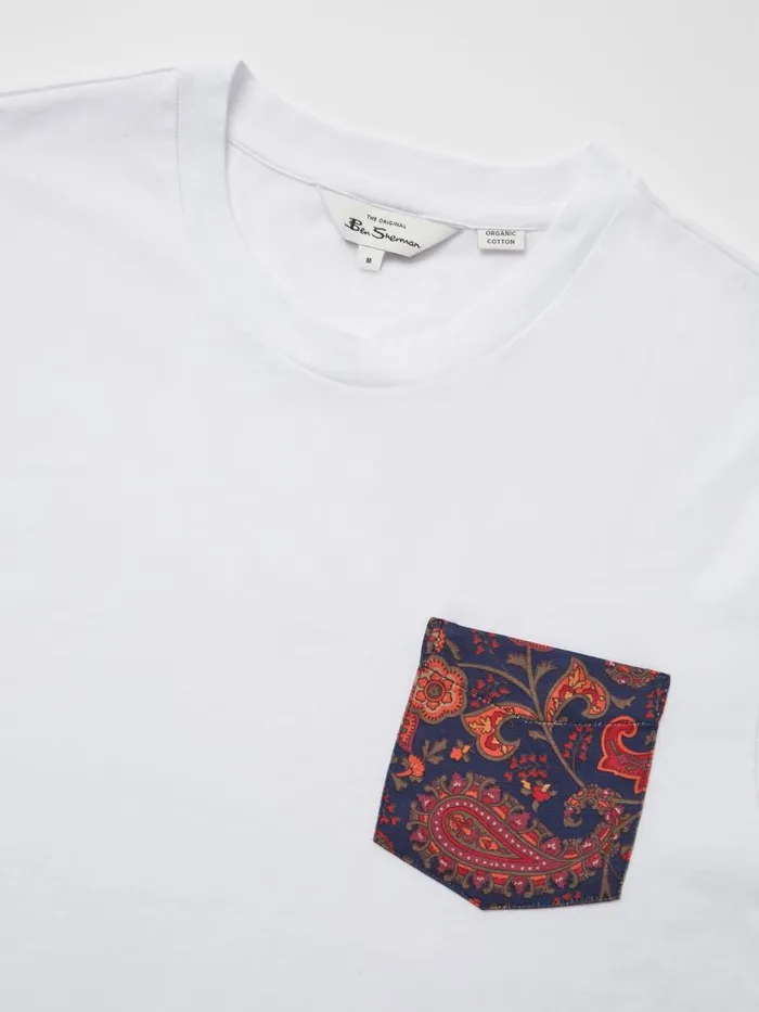 Ben Sherman TShirts and Graphic Tees Men Organic Jersey Paisley Pocket Graphic Tee 8211 White
