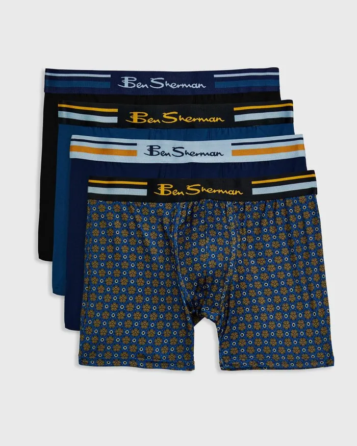 Ben Sherman Underwear Men 4Pack Microfiber Boxers 8211 FloralBlueBlack