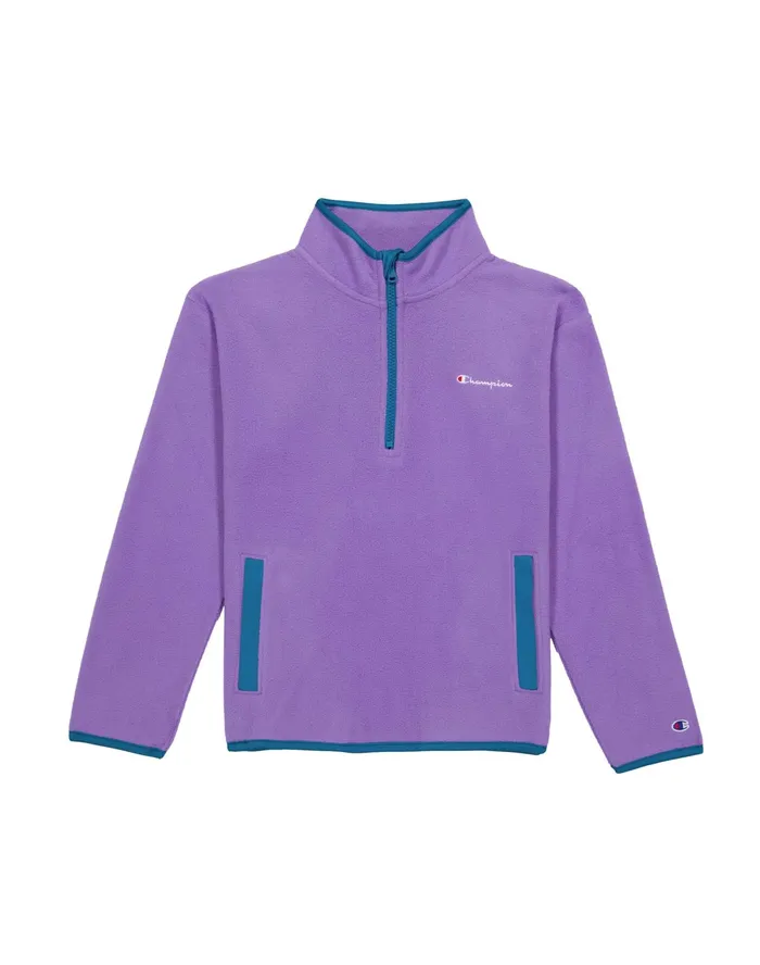 Big Girls Micro Fleece QuarterZip Jacket Script Logo Lavish Lavender Kids Champion Hoodies and Sweatshirts Big Girls Micro Fleece QuarterZip Jacket Script Logo Lavish Lavender Kids Champion Hoodies and Sweatshirts