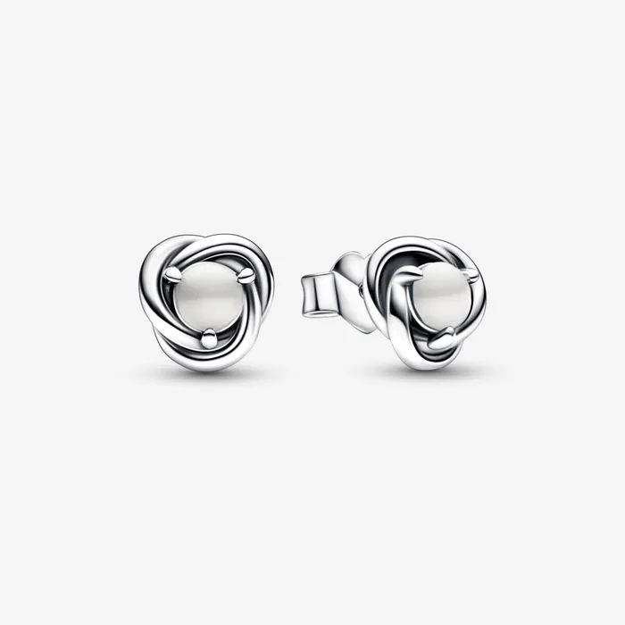 Birthstone Earrings Women Pandora June Birthstone Eternity Circle Stud Earrings White