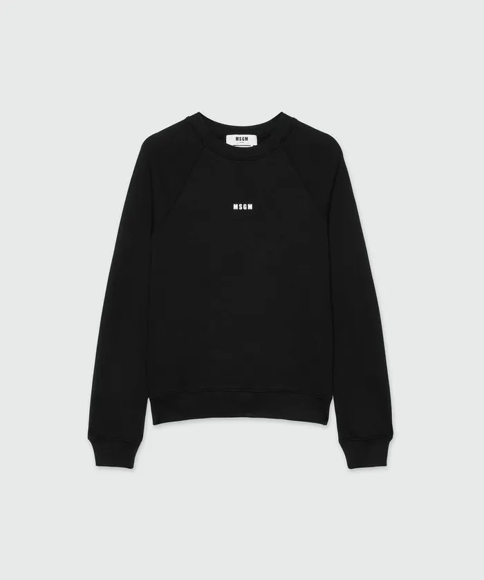 Black Jersey Sweatshirt With Micro Logo Women MSGM Hoodies And Sweatshirts