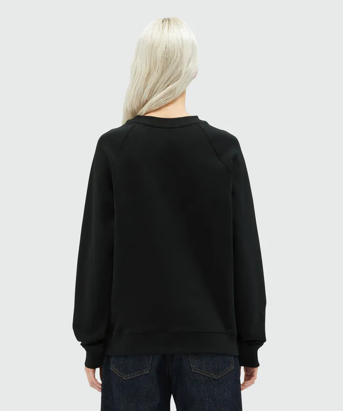 Black Jersey Sweatshirt With Micro Logo Women MSGM Hoodies And Sweatshirts