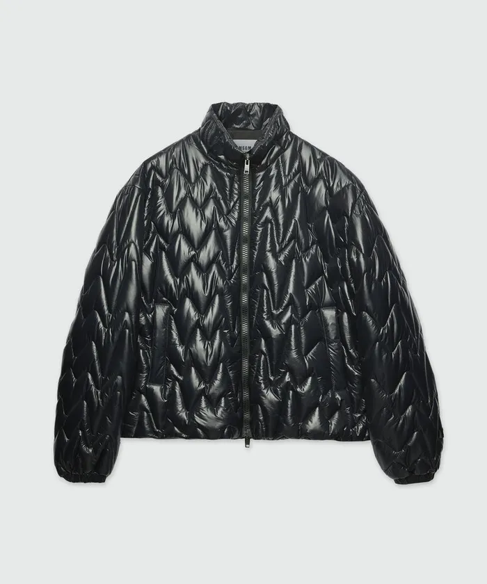 Black Quilted Jacket With 034Themwave034 Motif Men MSGM Jackets Coats And Blazers