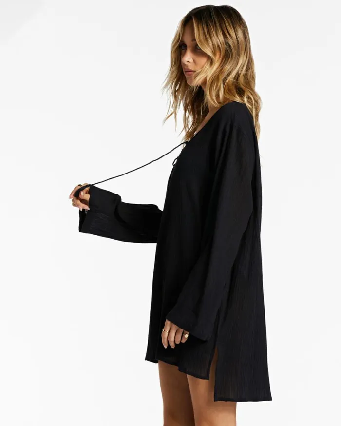 Blue Skies Beach CoverUp Dress Black Pebble Women Billabong Beach Cover Ups