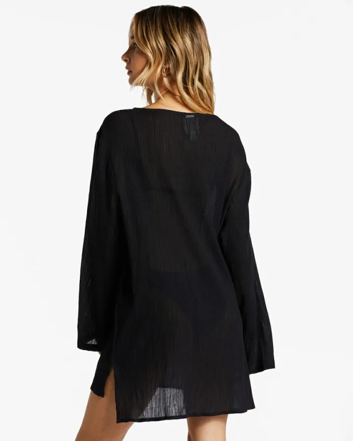 Blue Skies Beach CoverUp Dress Black Pebble Women Billabong Beach Cover Ups