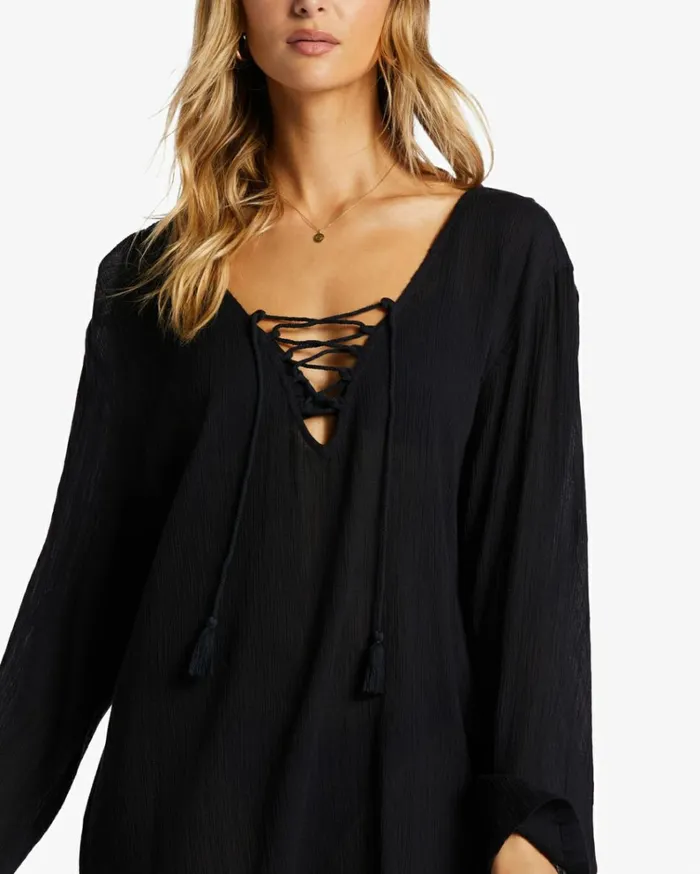 Blue Skies Beach CoverUp Dress Black Pebble Women Billabong Beach Cover Ups