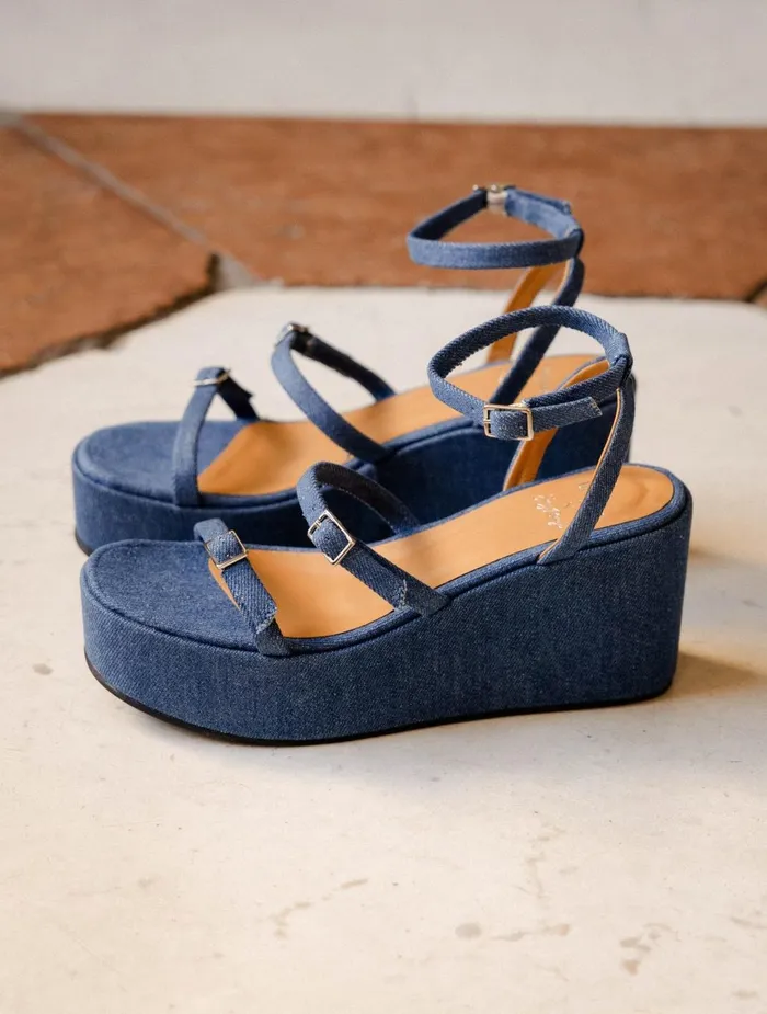 Bobbies Heeled Sandals Citta Stone Denim 8211 Women