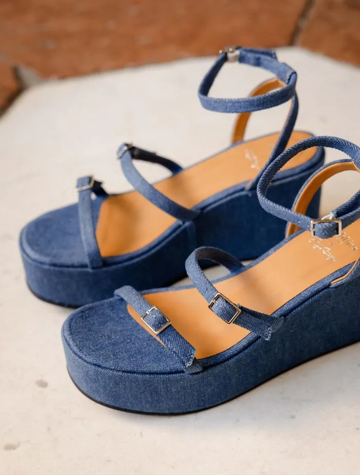 Bobbies Heeled Sandals Citta Stone Denim 8211 Women