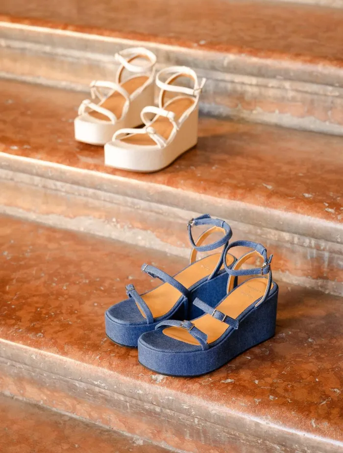 Bobbies Heeled Sandals Citta Stone Denim 8211 Women