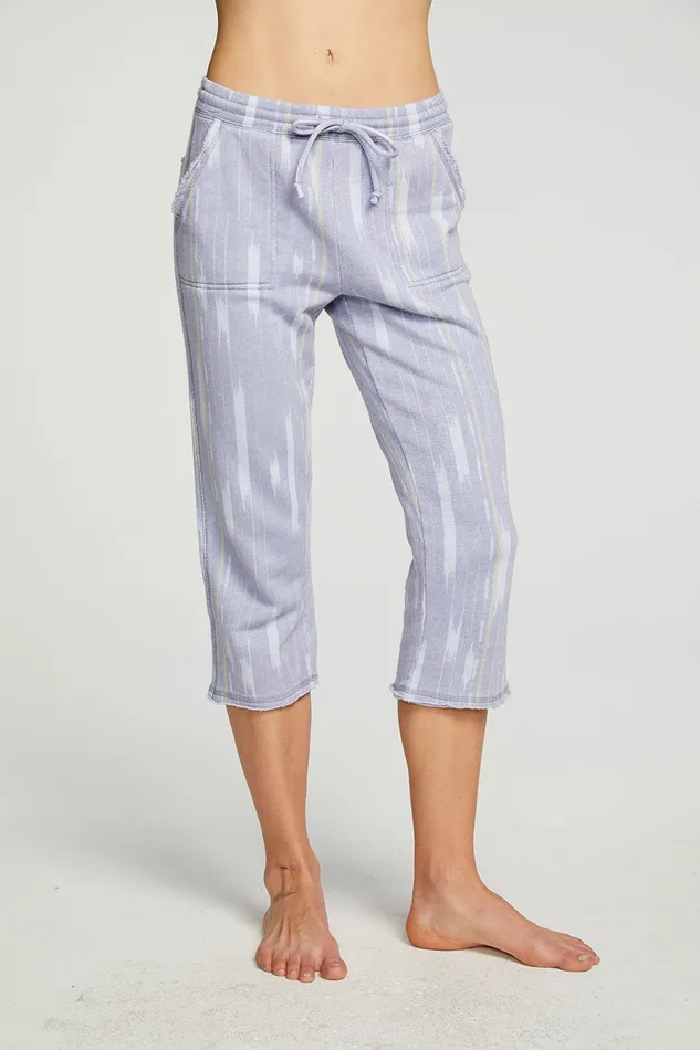 Bottoms Linen French Terry Cropped Relaxed Raw Edge Jogger Chaser Brand Womens