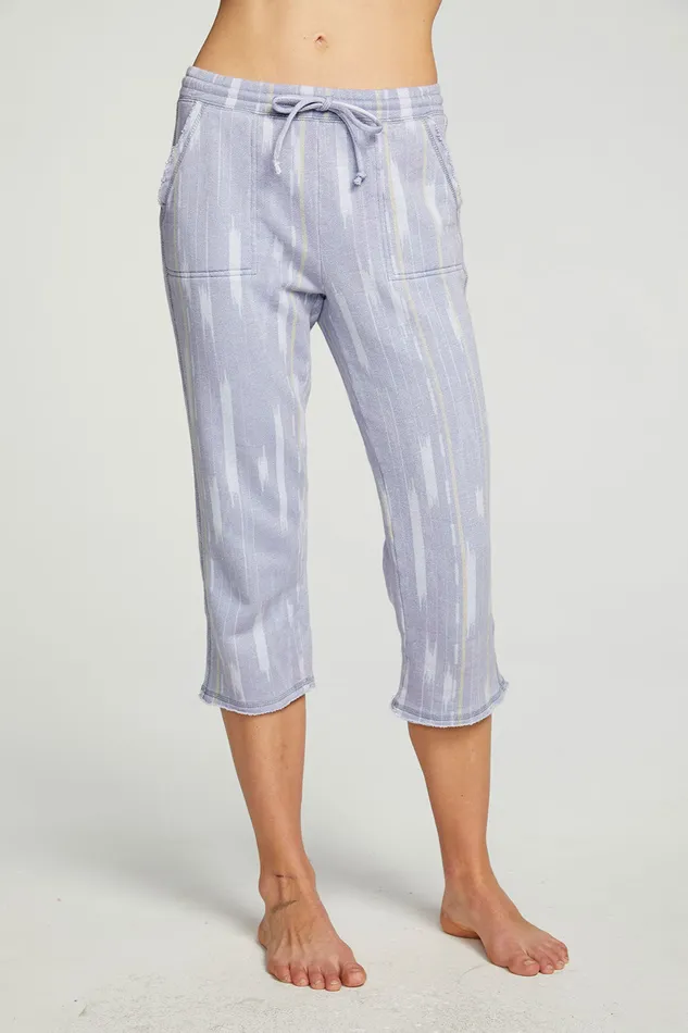Bottoms Linen French Terry Cropped Relaxed Raw Edge Jogger Chaser Brand Womens