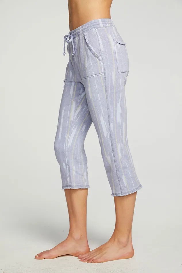 Bottoms Linen French Terry Cropped Relaxed Raw Edge Jogger Chaser Brand Womens