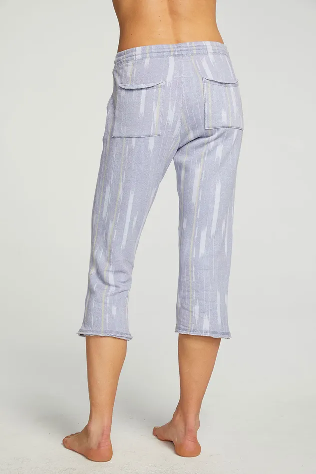Bottoms Linen French Terry Cropped Relaxed Raw Edge Jogger Chaser Brand Womens